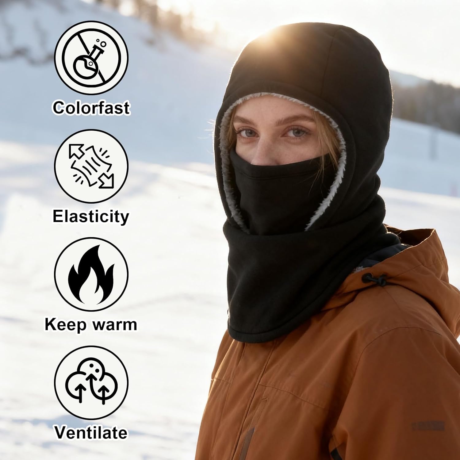 Unisex Windproof & Warm Balaclava, Thickened One-Piece Winter Hood Face Mask, Neck Warmer and Ear Protection - Image 6