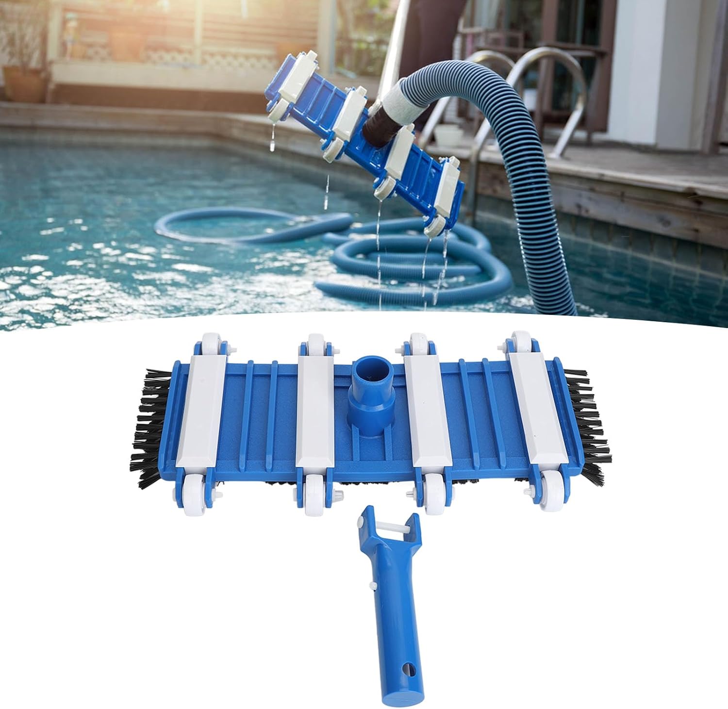 Zerodis Pool Vacuum with Wheels, 14 Inch PVC Manual Pool Vacuum Attachment Swimming Pool Replacement Kit