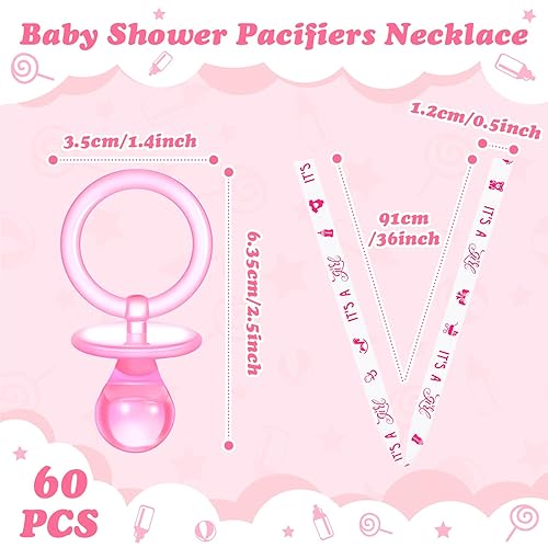Miniatura 10 de Junkin 60 piezas de chupetes de baby shower, chupetes acrílicos para bebé, regalos de fiesta, chupetes, collar para niñas y niños, decoración de