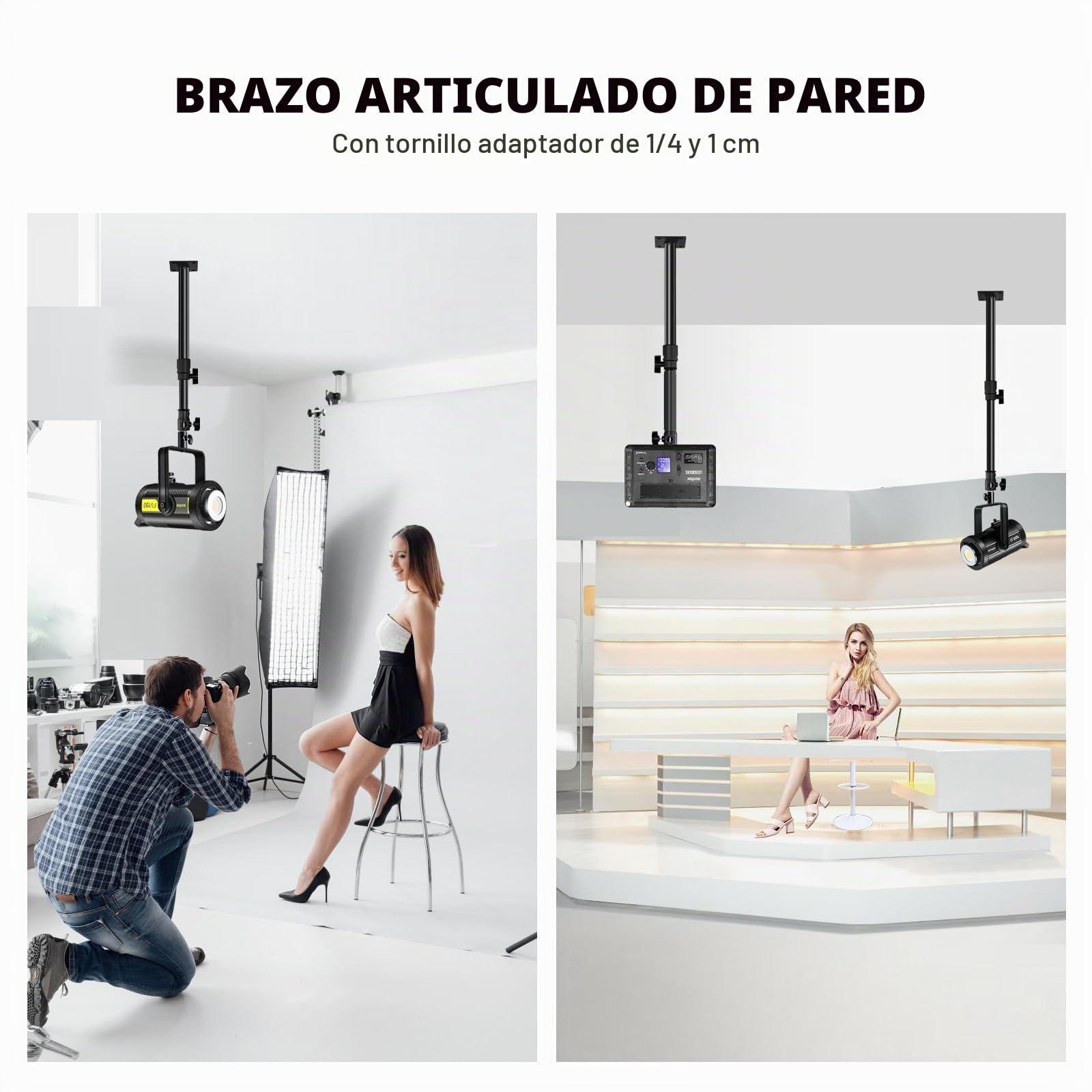 Soonpho 2-Pack Brazo de Brazo para fotografía de Pared Boom Arm Longitud Ajustable de hasta 67 cm con 3/8 1/4 Adaptador Universal de Rosca para Las Luces de vídeo de Fotos,Paraguas,reflectores