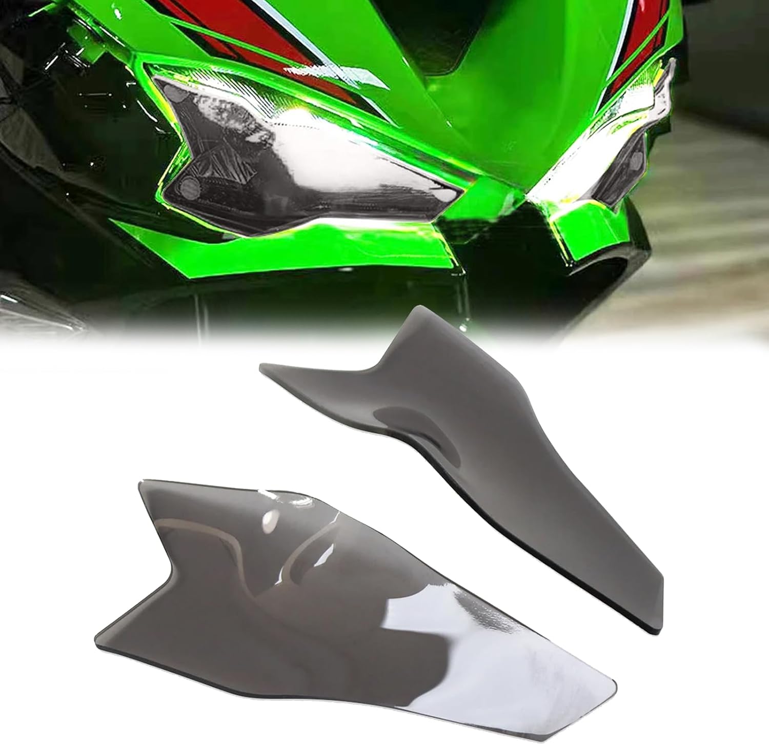 For ZX6R ZX-6R 2025 2024 2023 Motorcycle Headlight Protection Film Eye Protection Color Changing Film Head Light Protective Cover zx6r Accessories (Gray)