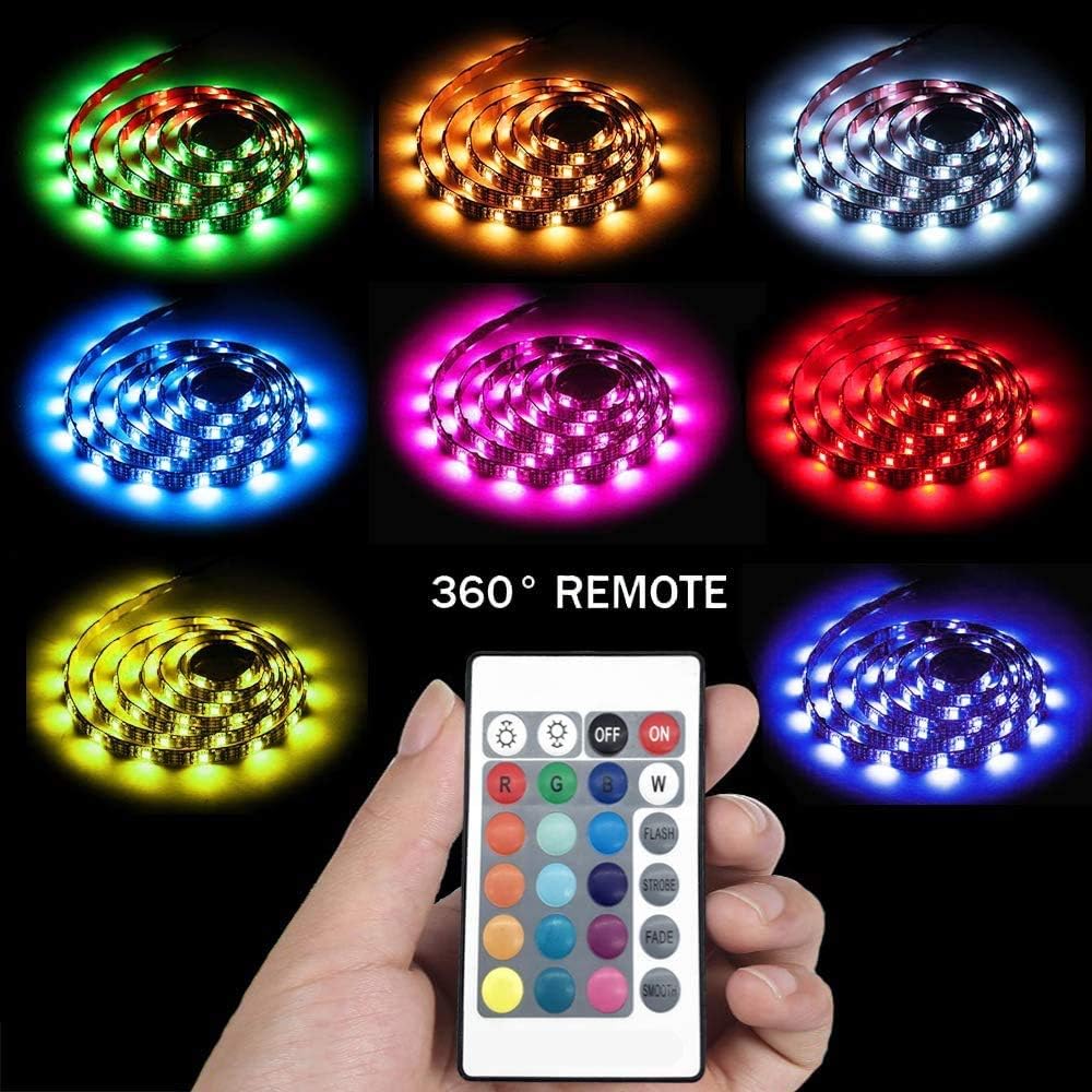 LED Strip Lights, LED Light Strip 13.1Ft/4M RGB SMD 5050 120LEDs Rope Lighting Color Changing Full Kit with 24 Keys Remote Controller and USB 5V