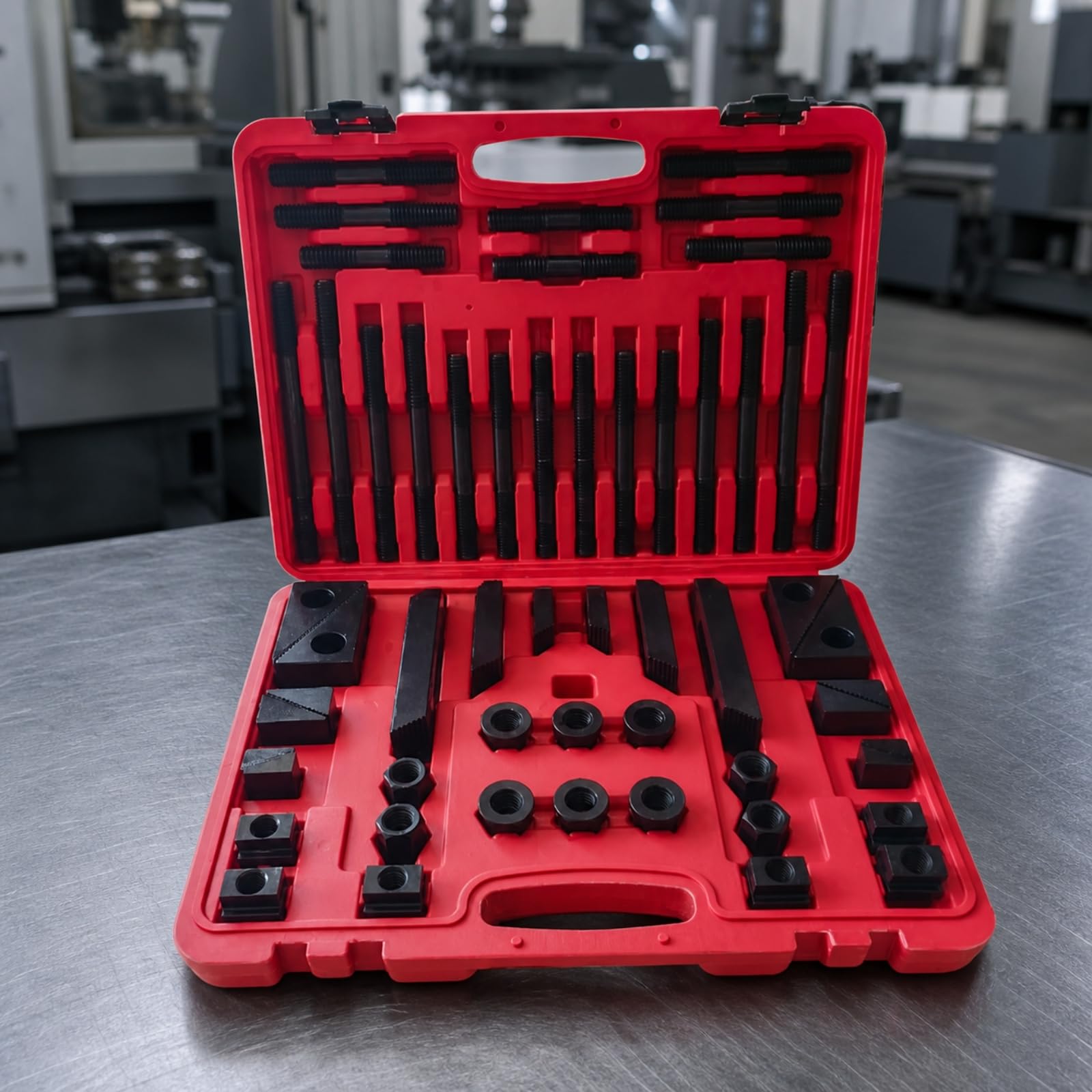 Harilla 58 Stück stabil Fräsmaschinen-Spannsatz | Tragbar Systemkoff, CNC-Spannset, hochpräzise, Spannzange, für Metallbearbeitung, Wkstatt, Heimwk,