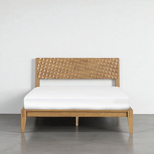 Miniatura 16 de NTC Sapa - Marco de cama de madera maciza con cabecera tallada en 3D, carpintería japonesa, no necesita somier, listones silenciosos, fácil montaje,