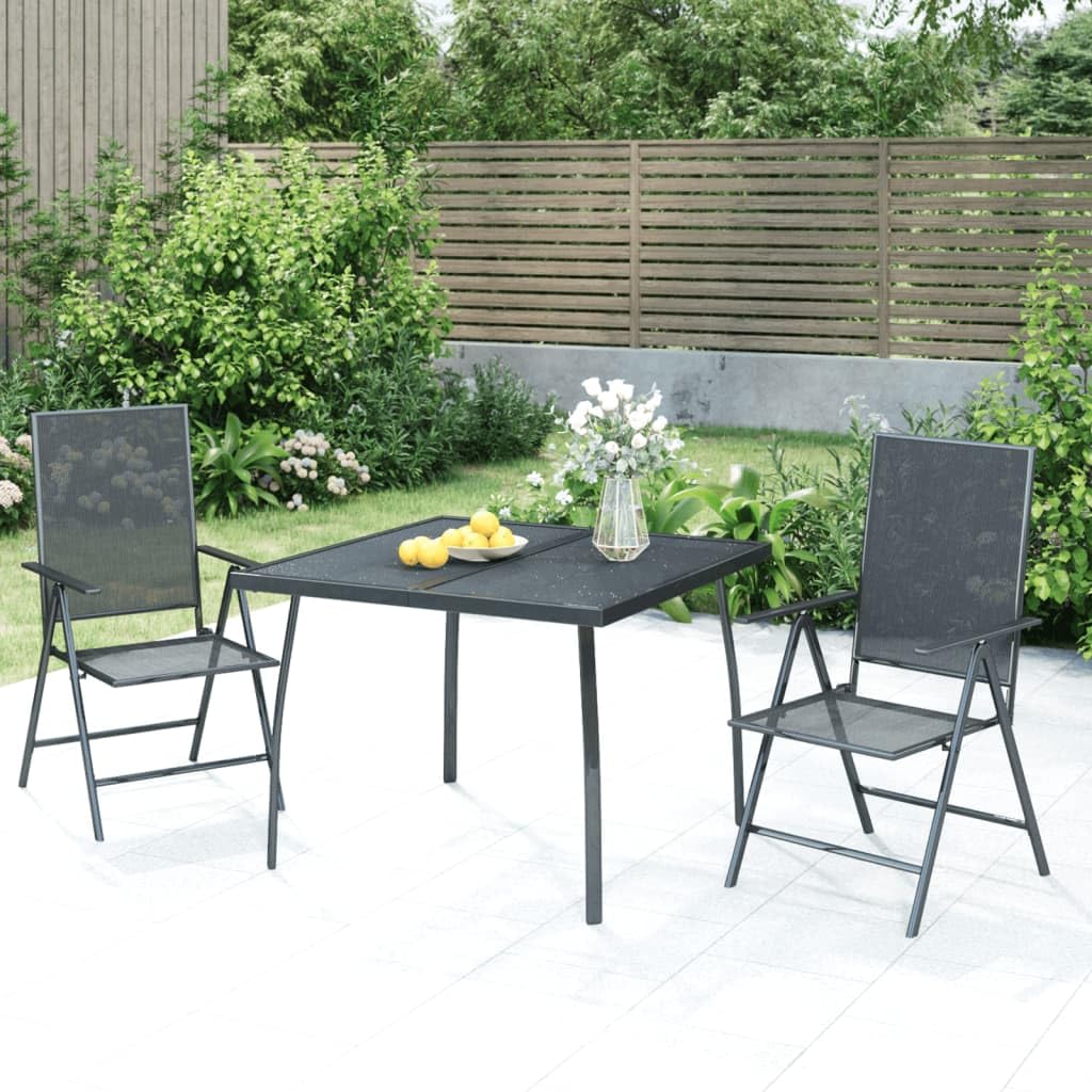 Ensemble à manger de jardin 3 pcs anthracite en acier Solivagant pour terrasse
