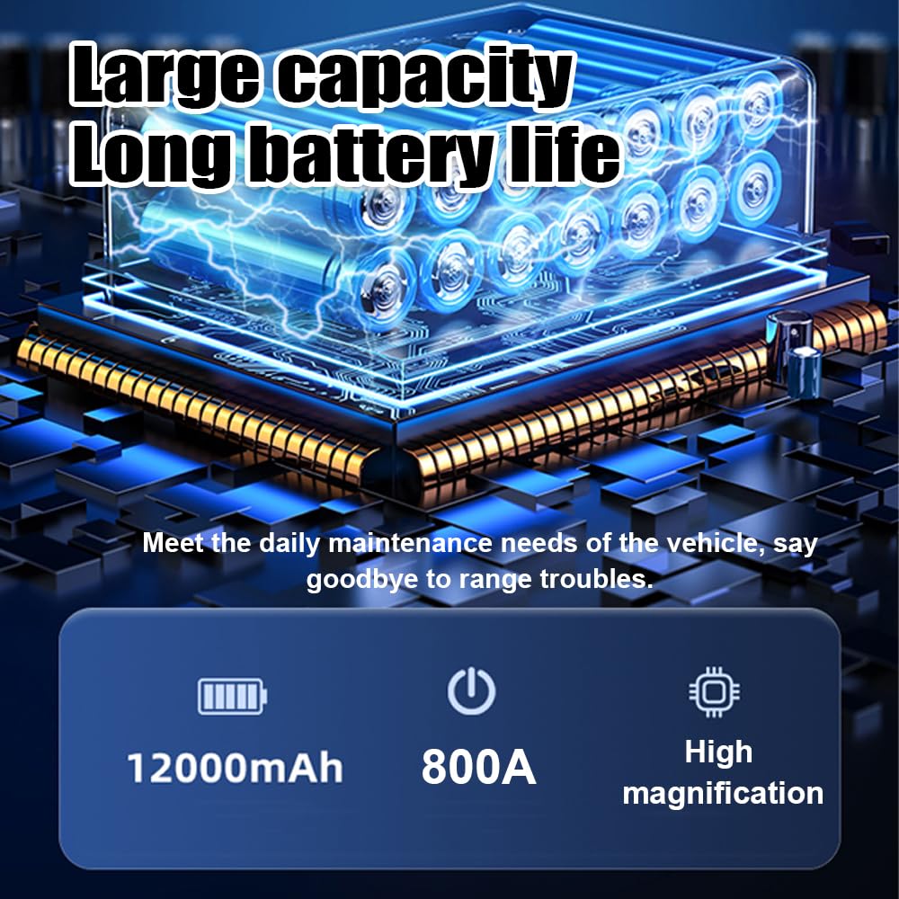 Arrancador multifuncional con compresor de aire, batería de 800 A Picos Booster (hasta 6,0 L de gasolina o motores diesel de 3,0 L) con función de batería de luz LED digital