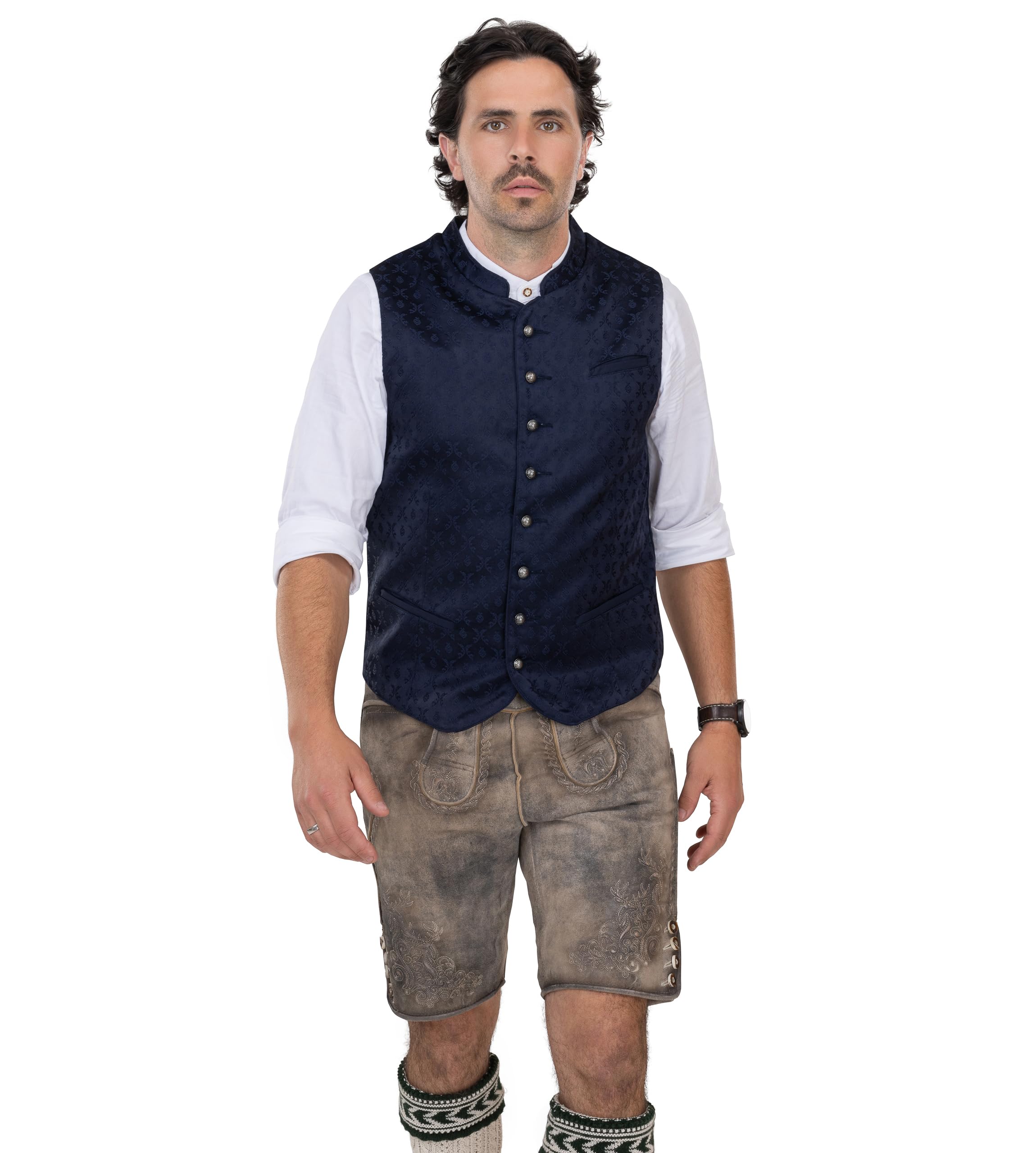 Schöneberger Trachten Couture Trachtenweste Herren, Lederhosen Trachtenjacke | Trachten-Weste blau, Lodenweste für Oktoberfest Kilian