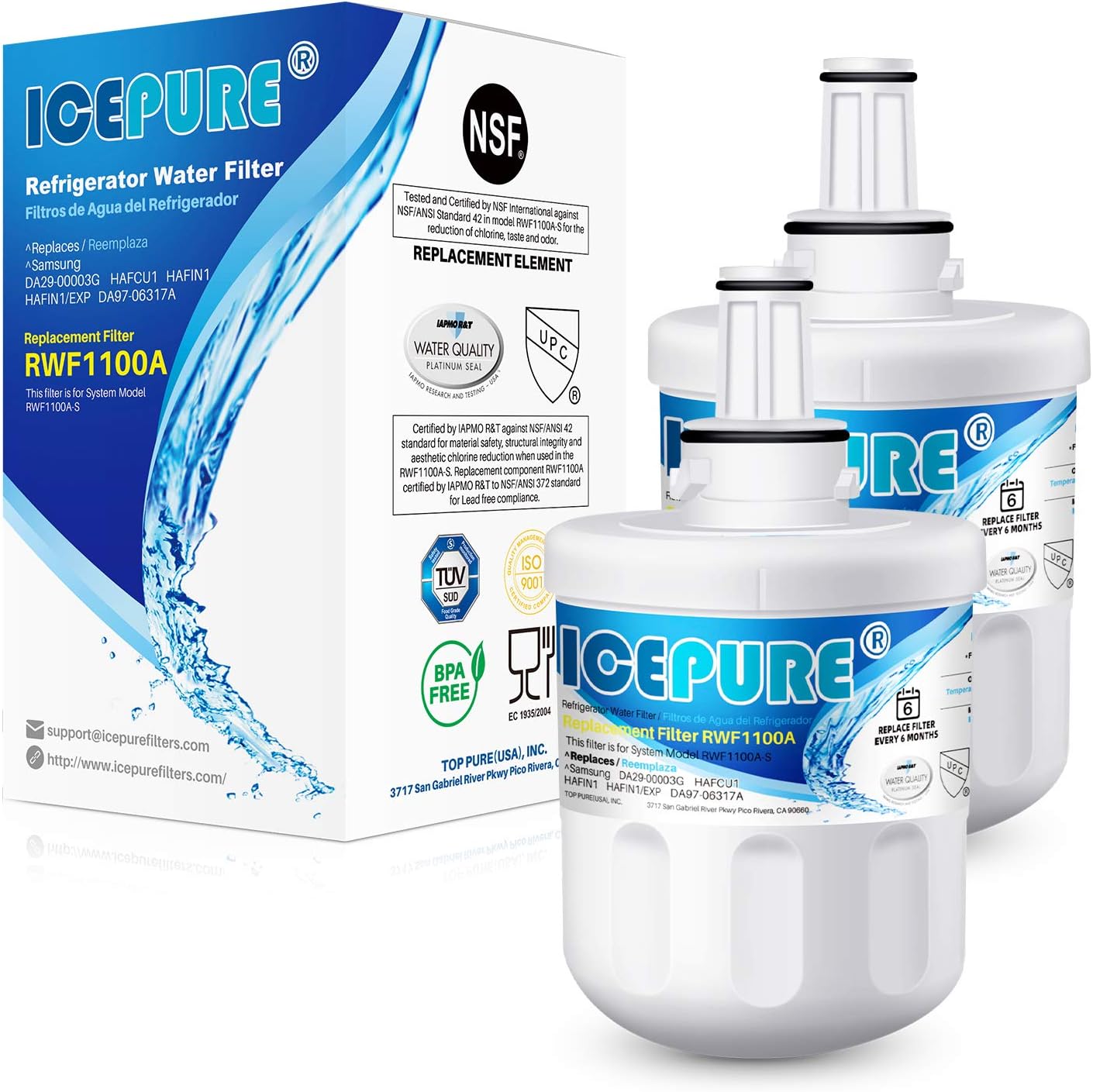 Samsung Genuine DA2900003G Refrigerator Water Filter, 1