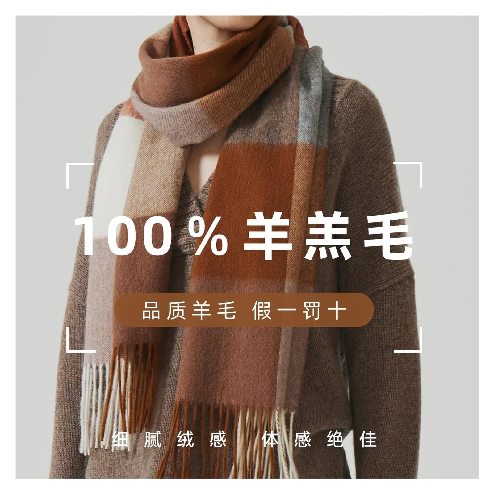 100% Bufanda de Lana de Cordero for Hombre y Mujer, Chal térmico Suave de Lana Pura for Invierno y otoño, Bufanda clásica Simple con borlas for Hombre y Mujer(WJ1089-shenhui15)