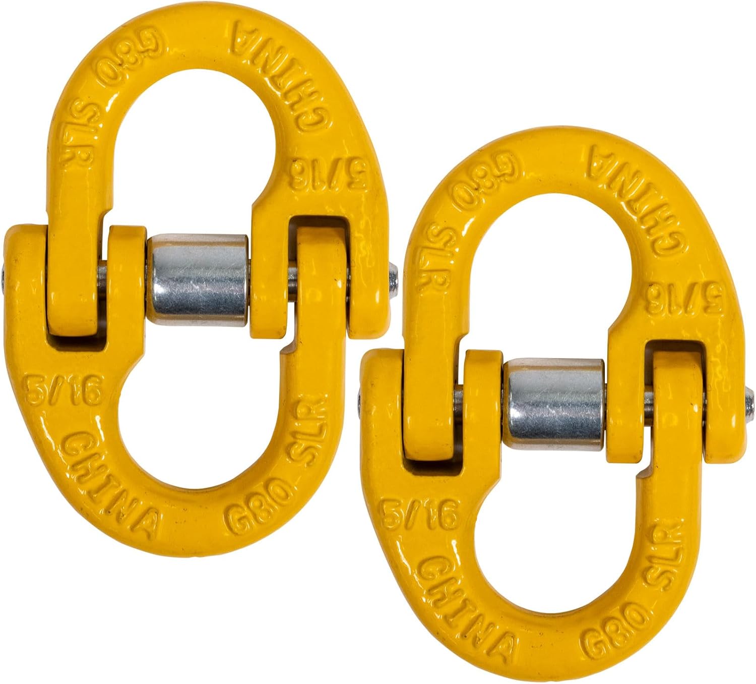 US Cargo Control 5/16 Inch Safety Chain Connector Links (2-Pack), G80 Tow Hitch Hammerlock Coupling Link, 4,500 LBS Working Load Limit, Hammerlock Safety Chain Connector for Overhead Lifting