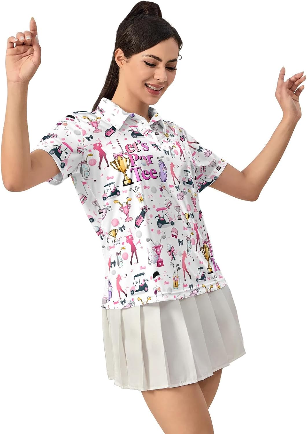 Womens Golf Shirt Funny Polo Shirts Golf Outfits Shirts Collared Printed Tennis Top... - Image 5