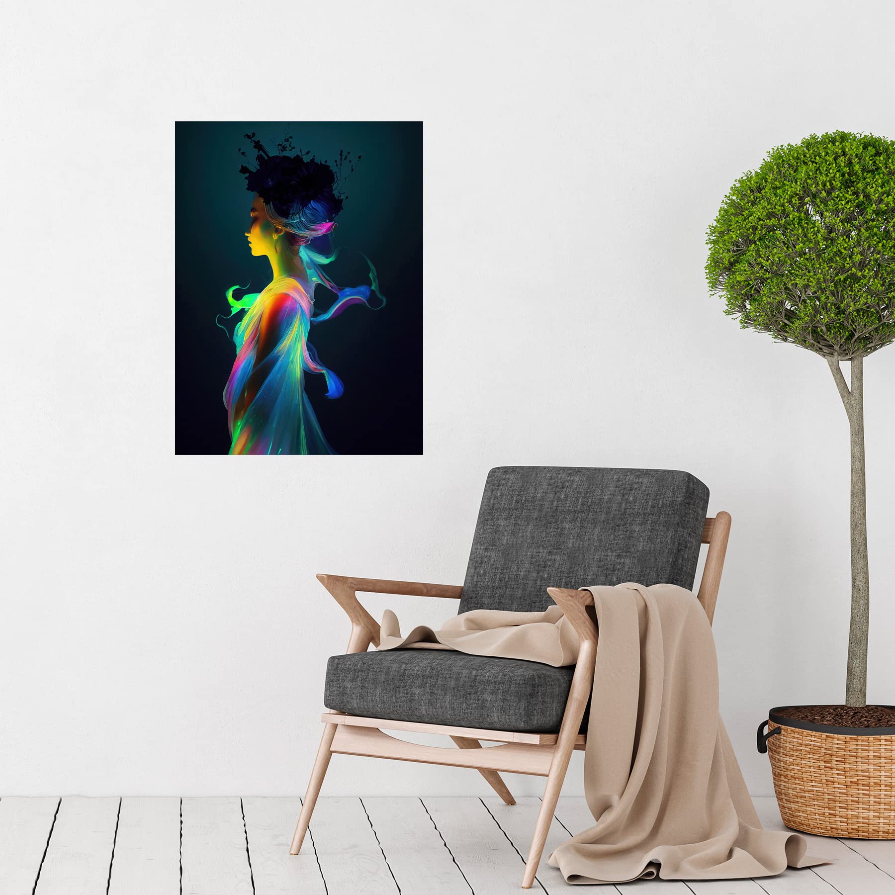 Doppelganger33 LTD Nature Fairy in Colourful Fluorescent Light Dress Large Wall Art Poster Print Thick Paper 18X24 inch - Image 2