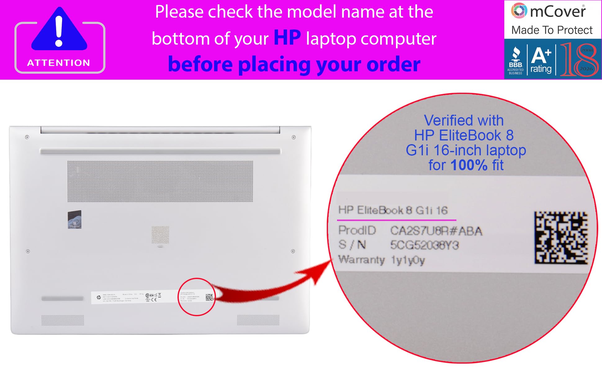 mCover Custodia compatibile solo per HP EliteBook 8 G1a (AMD) 2025 ~ 2026 16" | G1i (Intel) 16" Windows Notebook AI PC (non per altri modelli HP) - Trasparente