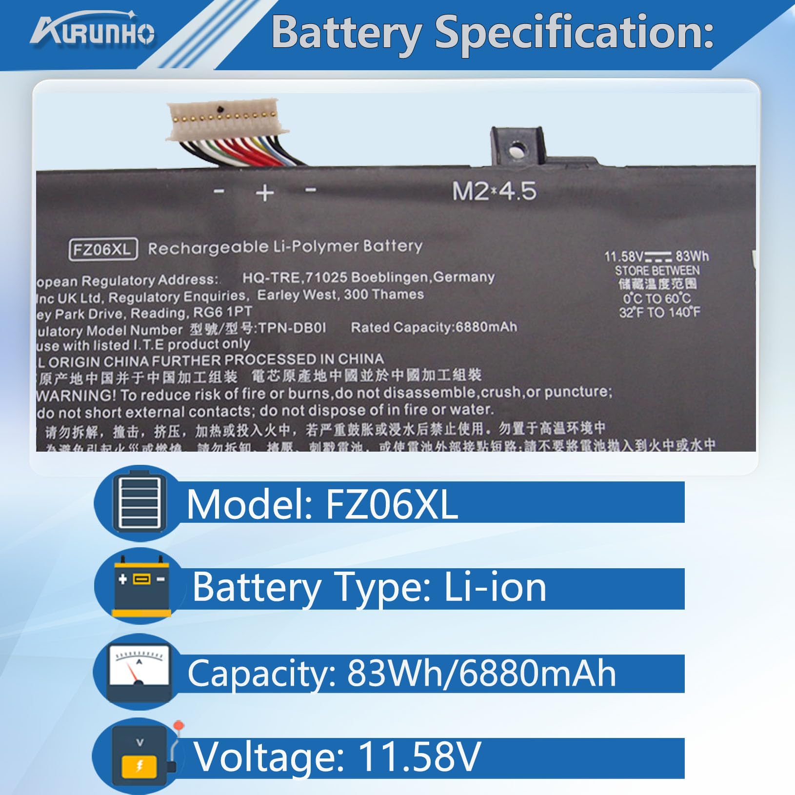 Amazon.com: AURUNHO FZ06XL M48025-005 Laptop Battery Replacement