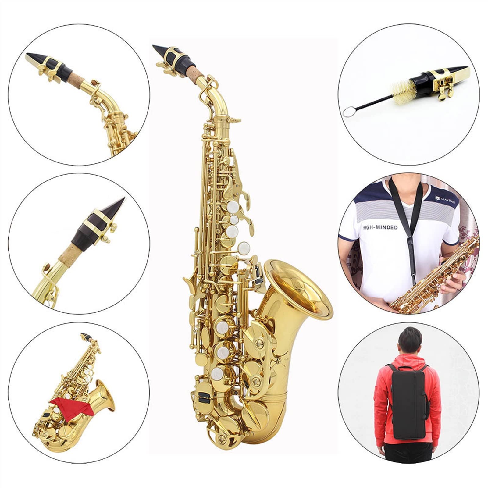 Collo Per Sassofono Alto In Ottone – 2,45 Cm, Dorato, Accessorio Per Strumento Musicale