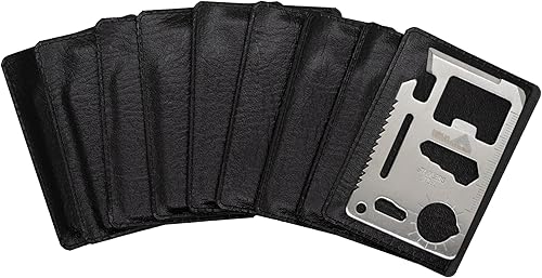 Ninja Outdoorsman herramienta múltiple de supervivencia, del tamaño de tarjeta de crédito, para bolsillo, de acero inoxidable, 11 en 1, Plateado