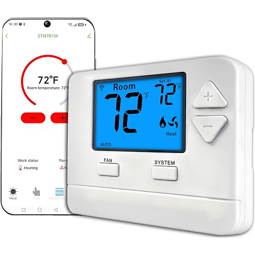 WiFi Thermostats for Home Smart Thermostat Single-Stage 1Heat/ 1Cool, APP Remote Control, 7-Day or 0-Day Programmable. (C-Wire Required)