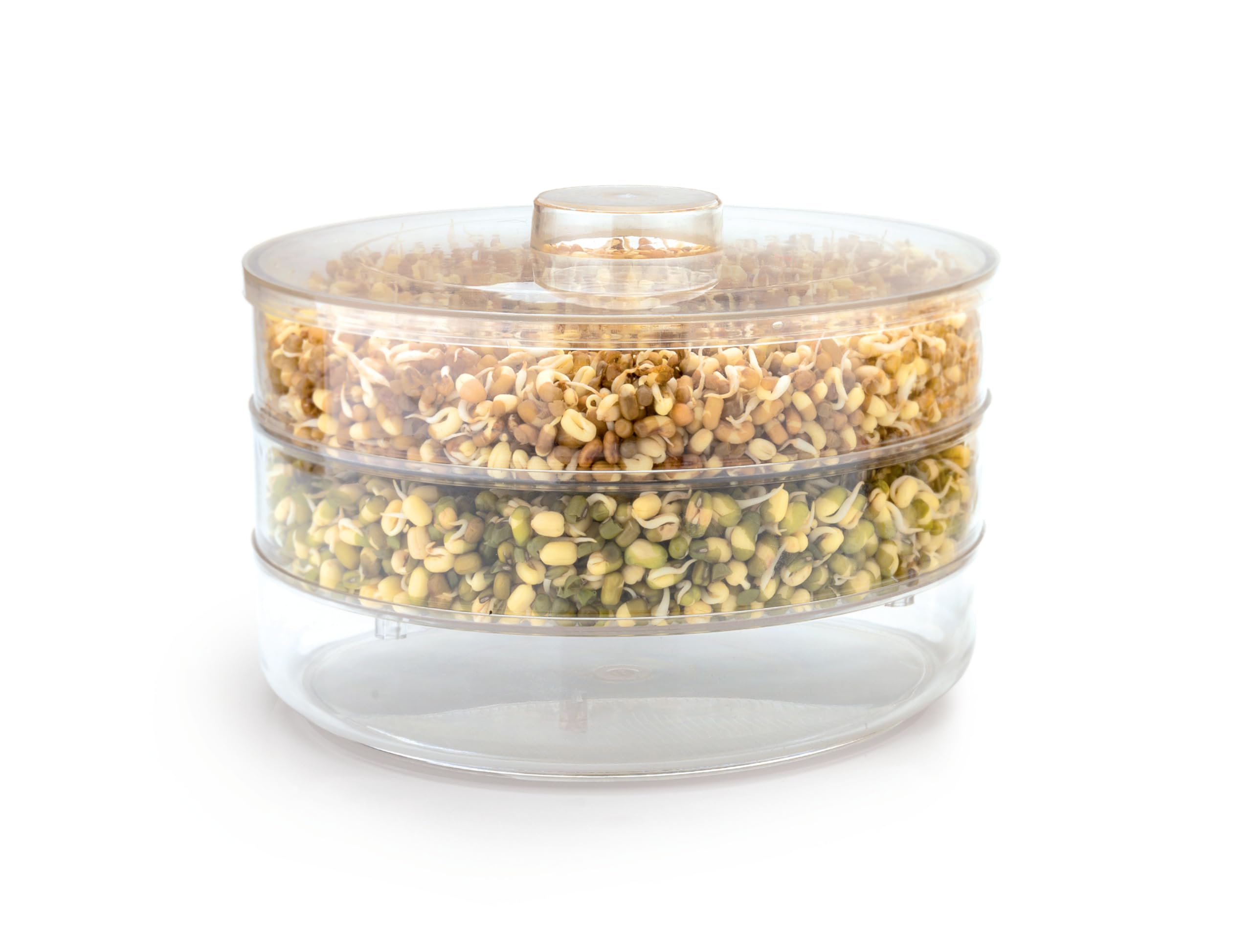 AARNAV Sprout Maker with 3 Compartments for Multi Purpose Use - Plastic Grocery Container, Sprouter Germinator for Grains, Seeds, Chhole, Chana, Beans, Sprouter Organic Sprouting Trays (3) - Medium