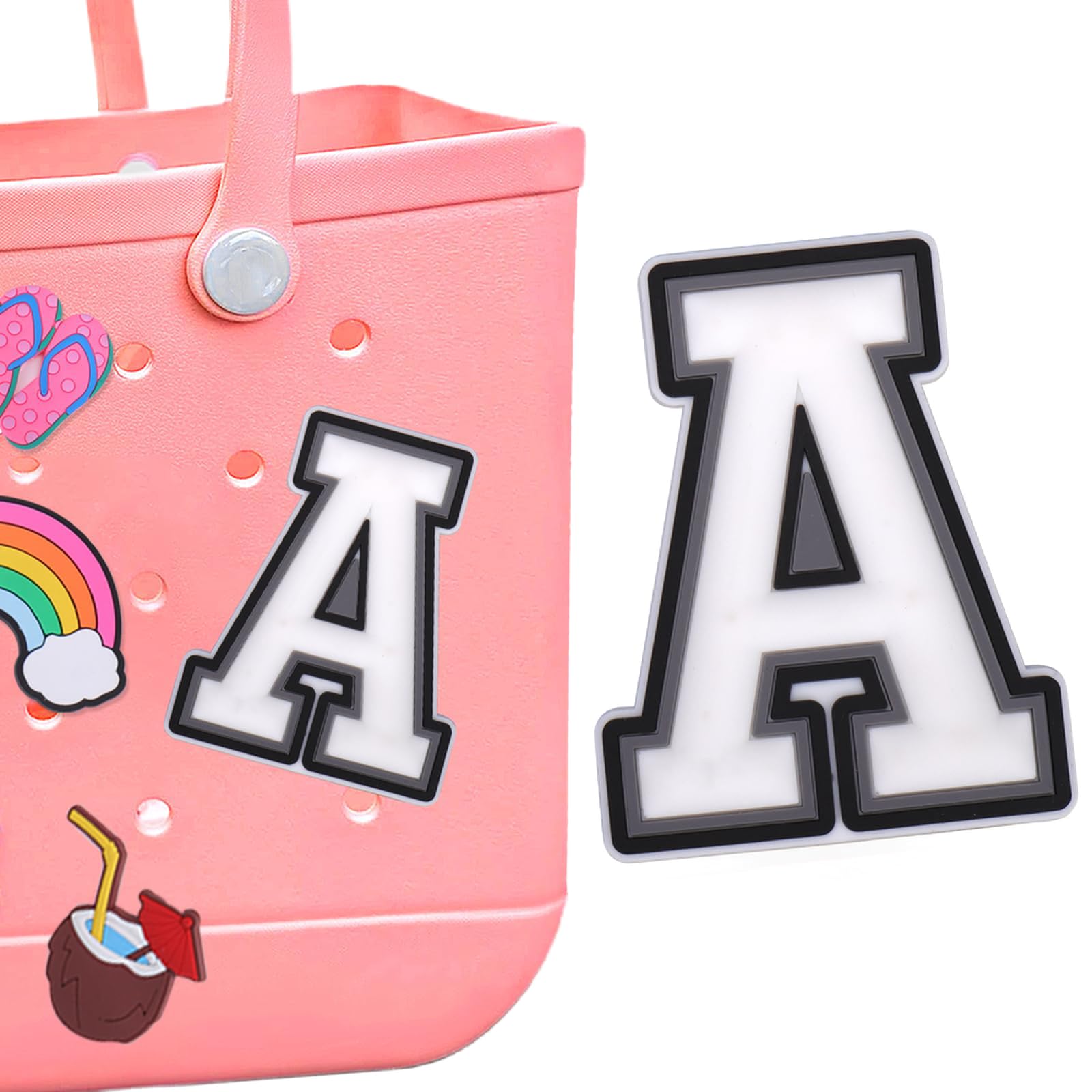 BABORUI Letter Charms for Bogg Bag, Decorative Alphabet Lettering Accessories Charms Compatible with Bogg Bag Every Model, Insert Decorative Letter for Personalizing Handbag Beach Tote Bag