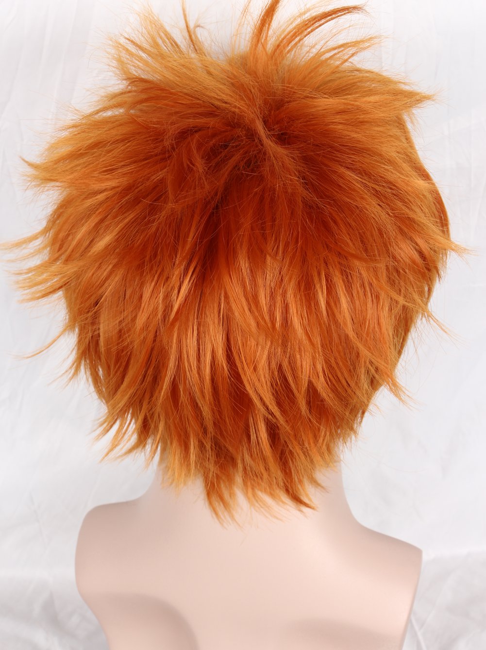 Linfairy Unisex Short Straight Orange Red Cosplay Wig Halloween Costume Full Wig for Men - Image 7