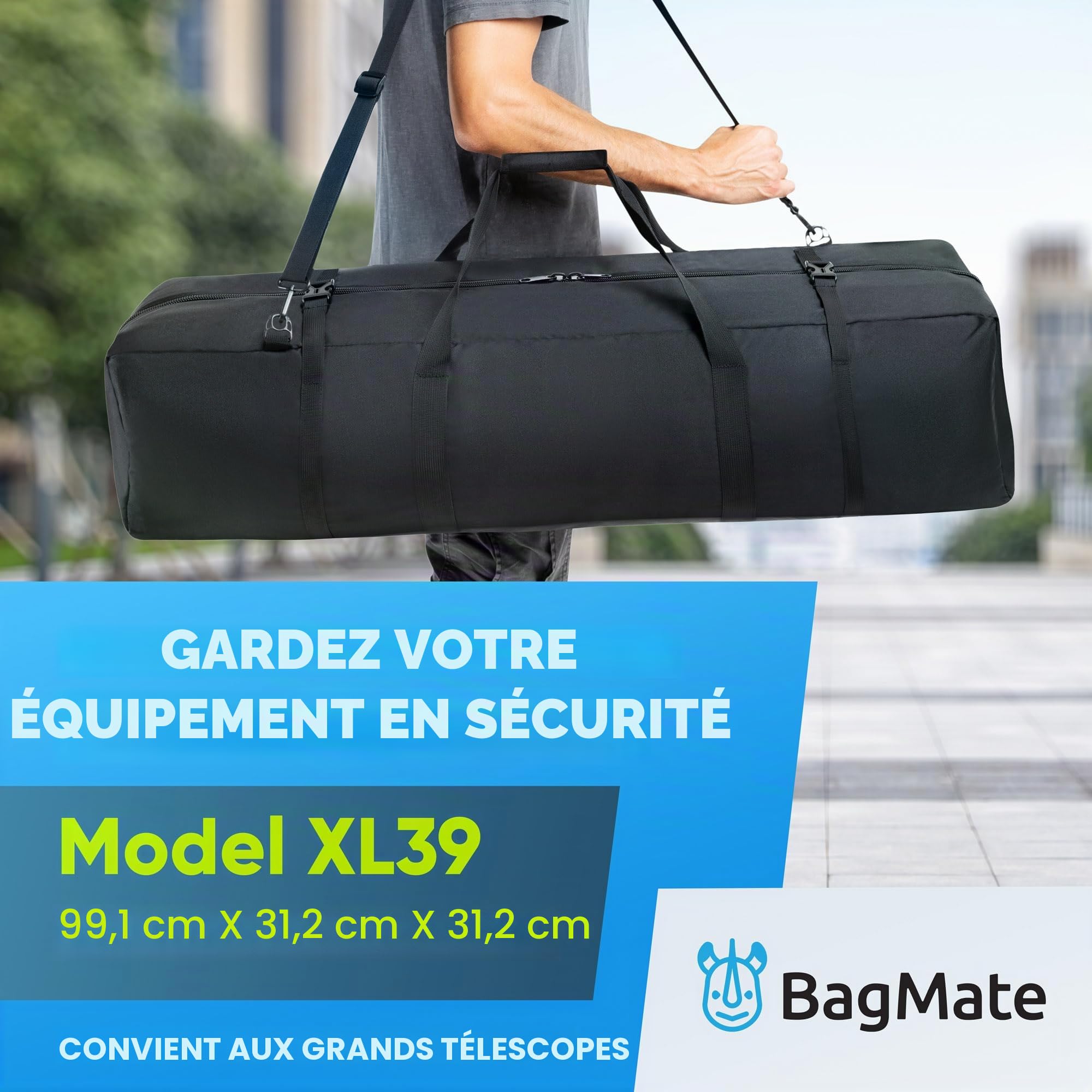 Sac de télescope Multifonctionnel - Absorbeur de Chocs - avec bandoulière réglable et Espace de Rangement supplémentaire (99 x 31 x 31 cm)