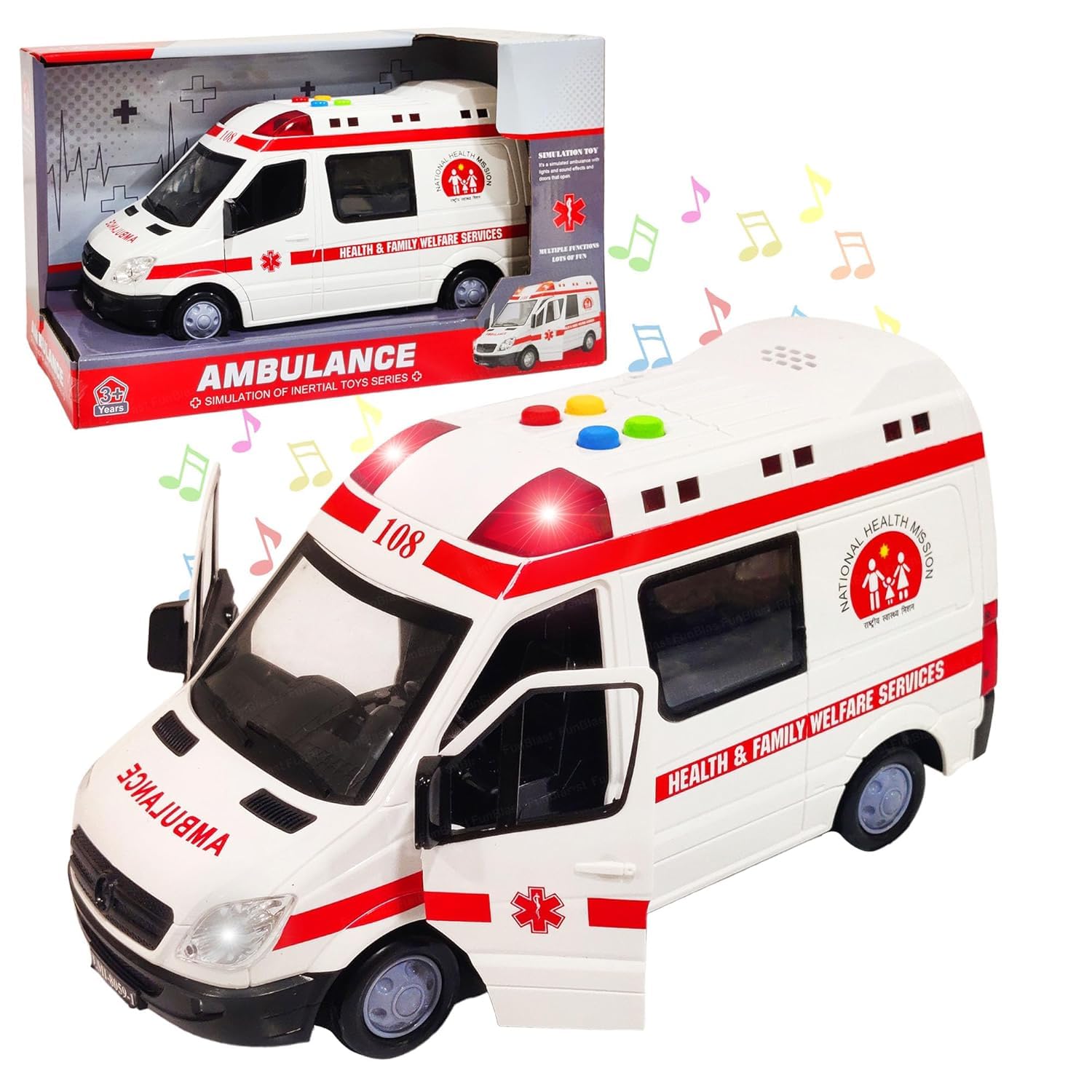J2k Brothers Big Ambulance Toy Van for Kids 108 Rescue Friction