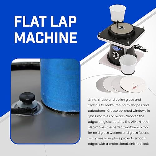 Miniatura 7 de Hi-Tech Diamond Máquina de pulido de cristal de 8 pulgadas con motor de velocidad variable, incluye kit de accesorios de pulido de cristal