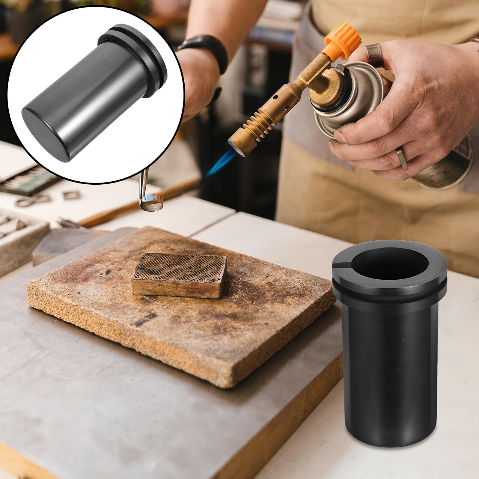 Graphit-Tiegel zum Schmelzen von Metall, 5 kg Kapazität, Schmelztopf für Gießereien, DIY-Gieß- und Raffinierungswerkzeuge, langlebige Metallbearbeitungsausrüstung