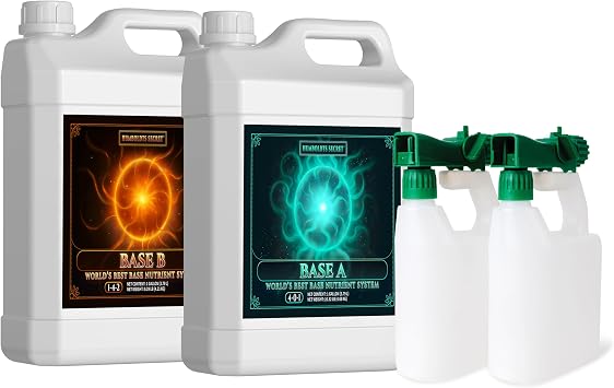 Humboldts Secret A & B Liquid Hydroponics Fertilizer - Nutrients for Outdoor, Indoor Plants 1 Gallon w/ 2-Pack 1001 Garden Hose End Sprayer | Multipurpose Reusable Bottles 32oz