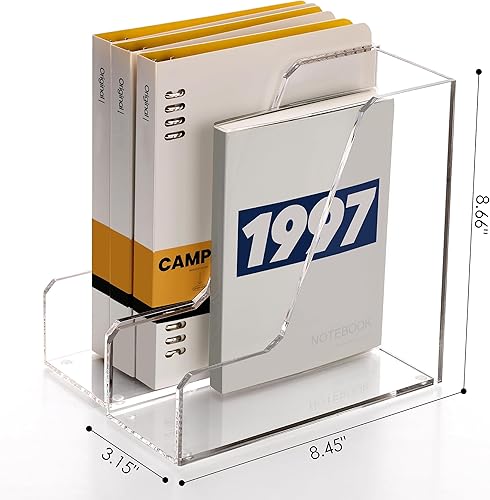 Miniatura 6 de SANRUI Organizador de archivos de acrílico, organizador de escritorio transparente y contenedores de almacenamiento para carpetas, carpetas,