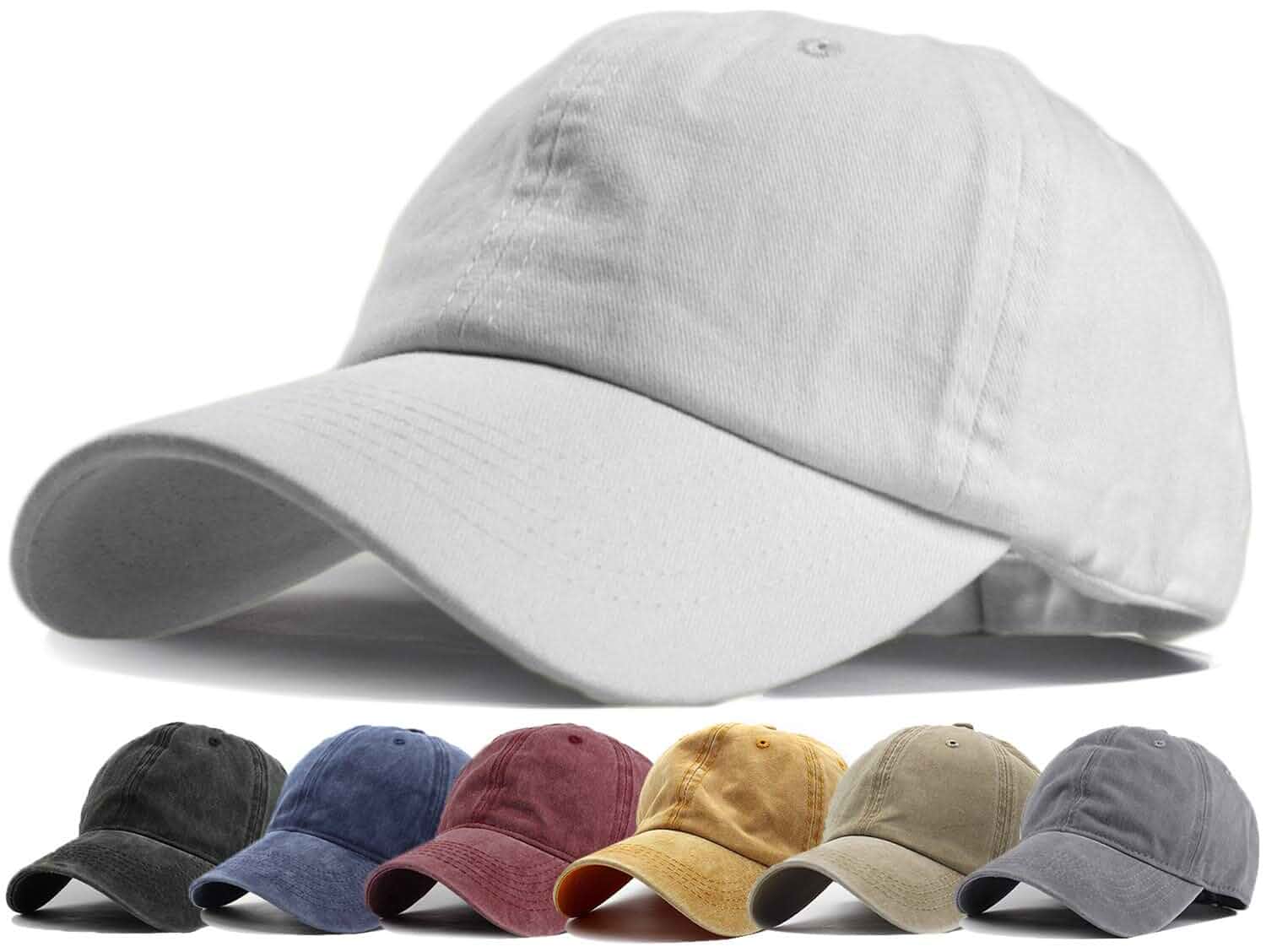 HH HOFNEN Baseball Cap Washed Cotton Unstructured Vintage Hat for Men Women Unisex Sports Ball Caps Sun Protection Adjustable Outdoor Curved-Brim Dad Hat Classic Plain Cap