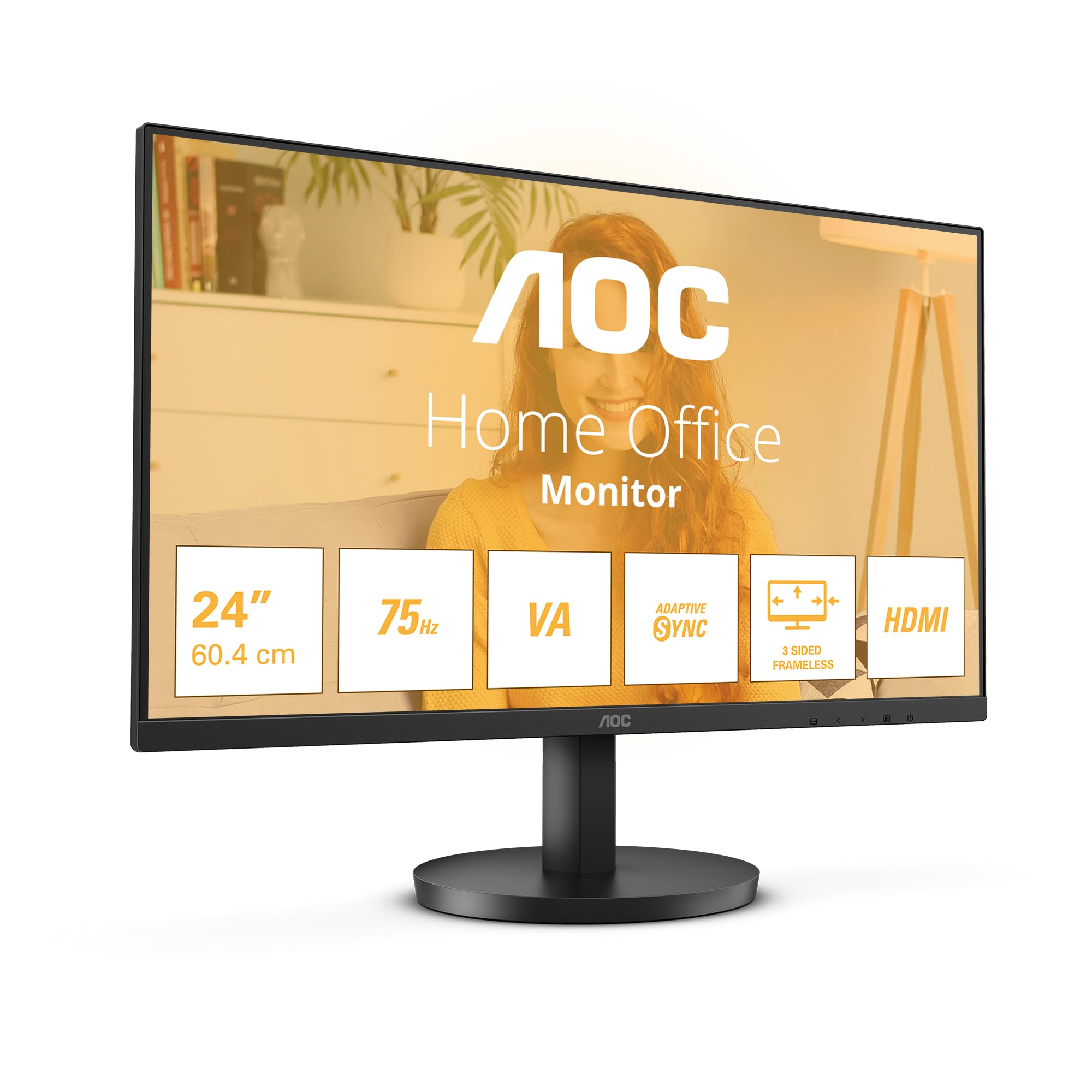 Aoc 24B3hm - 24 Inch Fhd Monitor, 75Hz, Va, 4Ms, Freesync, Low Blue Light, Flicker Free, Frameless Design (1920 X 1080 @ 75Hz, 250 Cd/M, Hdmi Vga)