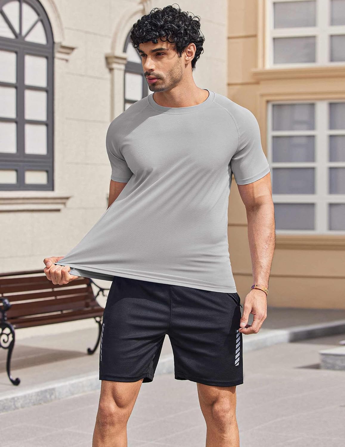 COOFANDY Mens Swim Shirt UPF 50+ Sun Protection Rash Guard Cooling Shirts Short Sleeve Athletic Quick Dry Summer Beach Shirts - Image 4