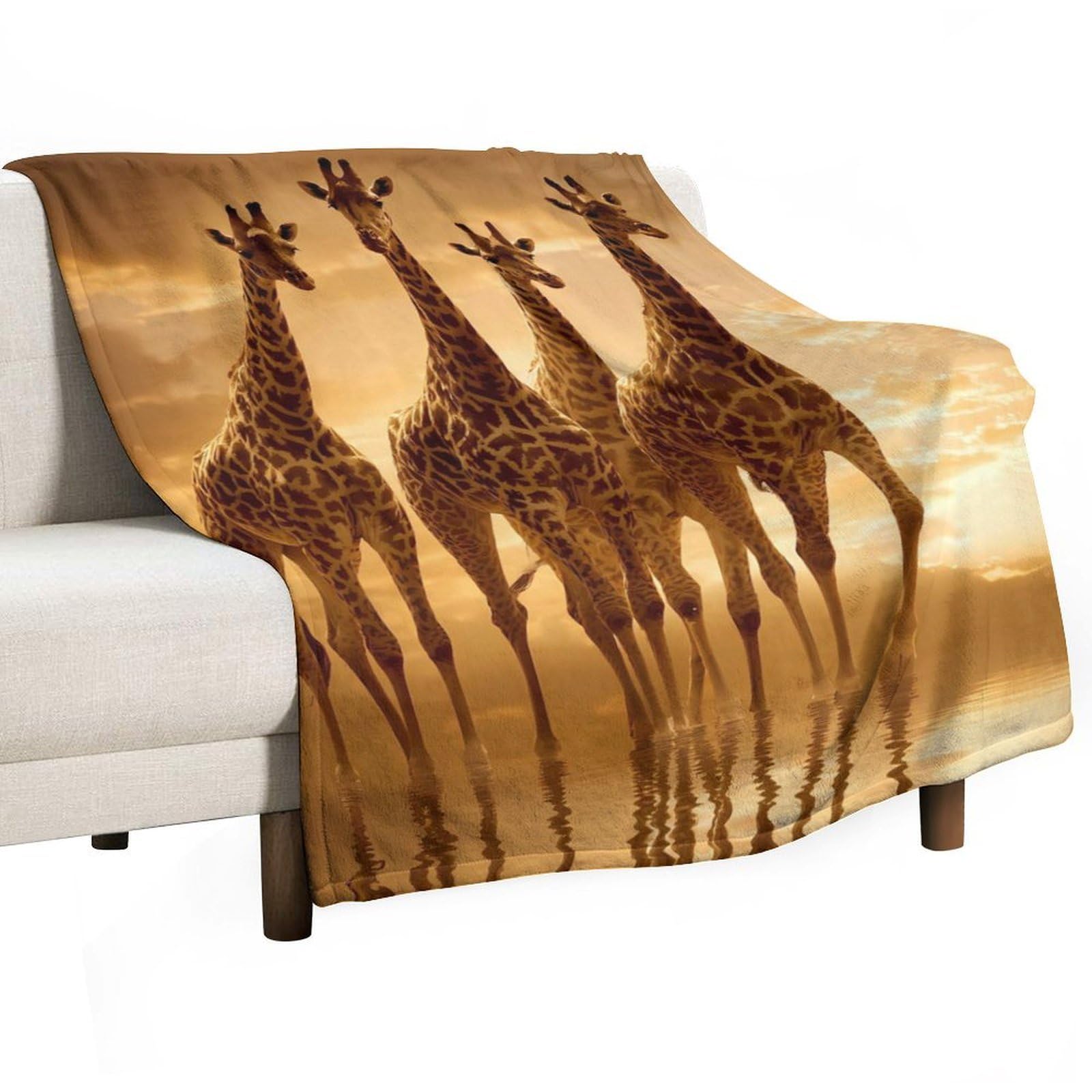 Cgsbngha Style Giraffe Wild Animal Flannel Fleece Blanket Lightweight Soft Throw Blankets For Sofa Couch Bed Chair