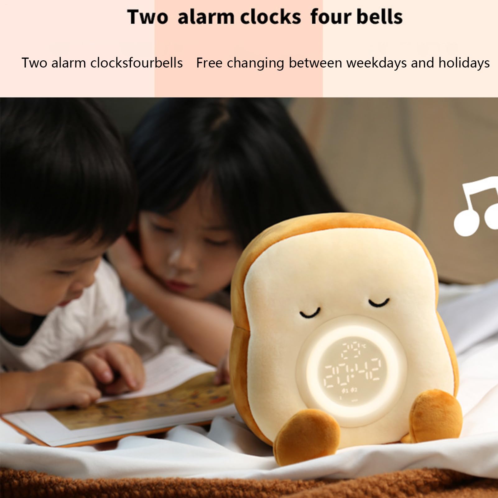 Générique Toast Light, Bread Shape LED Night Lamp, 9,06 x 6,5 x 4,72 cala ściemnialny budzik, plush z możliwością ładowania, funkcja timera, 1 sztuka beżowa, do sypialni, pokoju dziecięcego, sypialni
