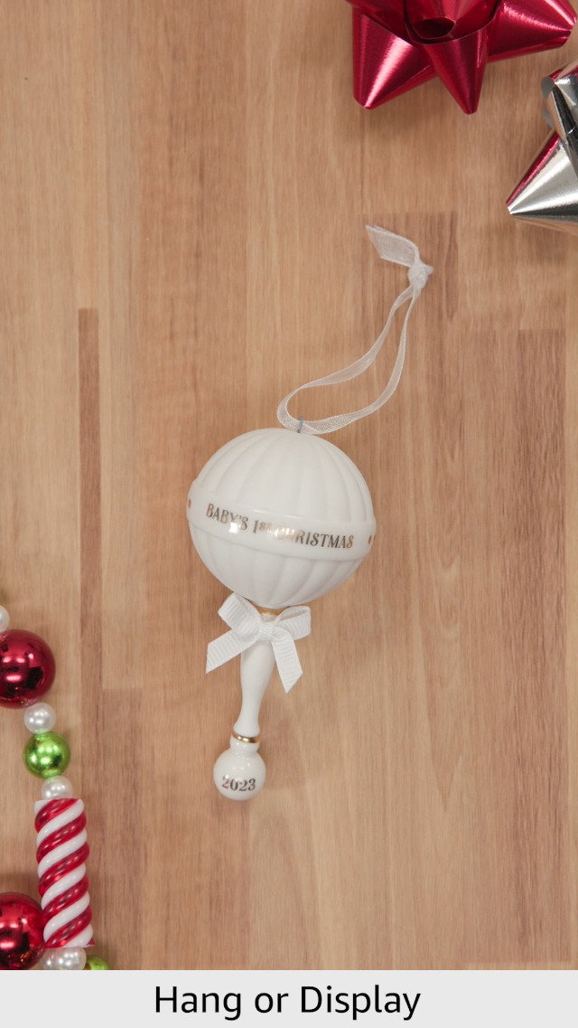 Hallmark Keepsake Christmas Ornament 2023, Baby's First Christmas, Porcelain Baby Rattle, Baby Gift