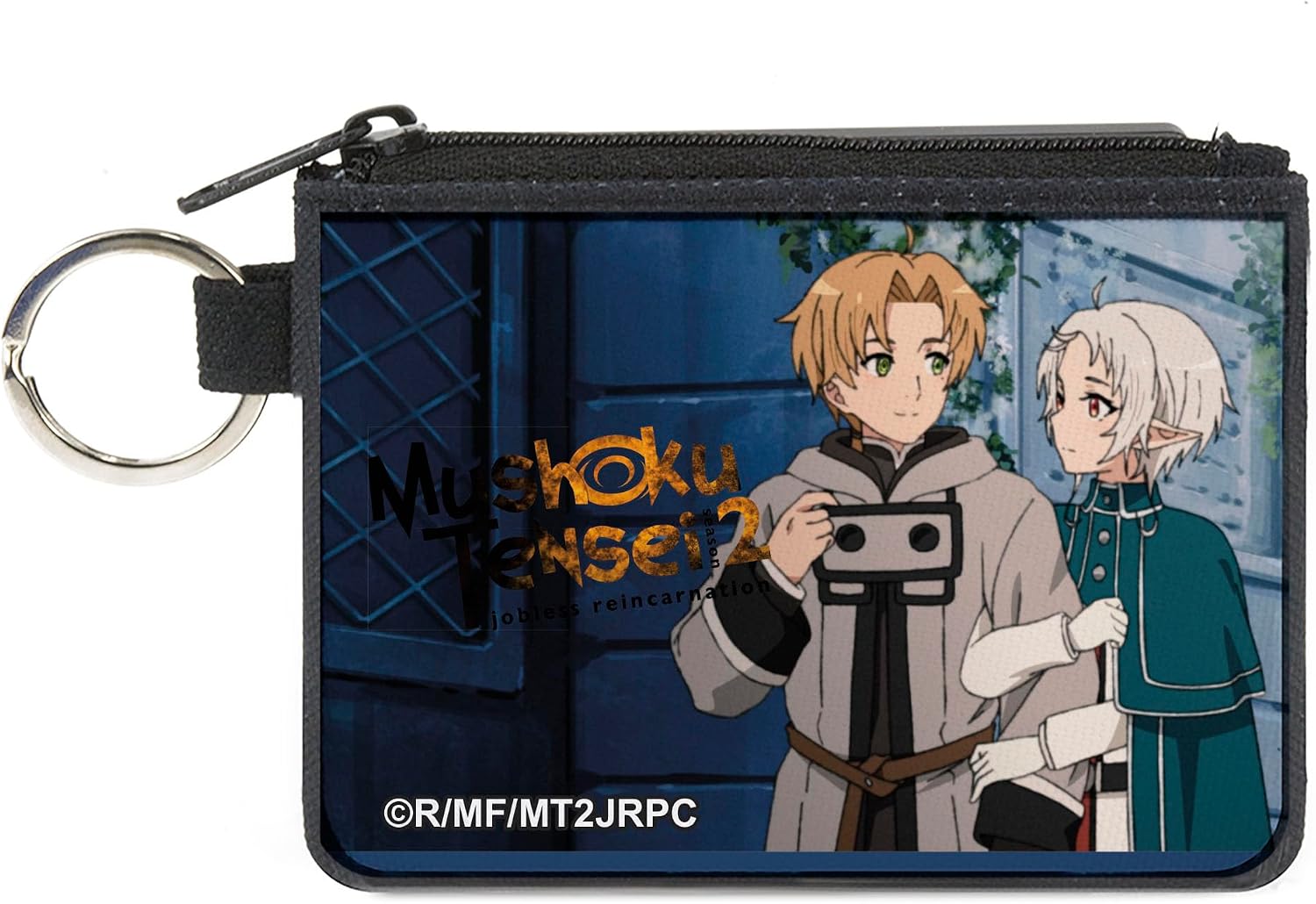 Buckle-Down Mushoku Tensei Jobless Reincarnation Wallet, Zip Pouch, Mushoku Tensei Sylphiette Holding Rudeus Greyrat Pose and Logo, Canvas