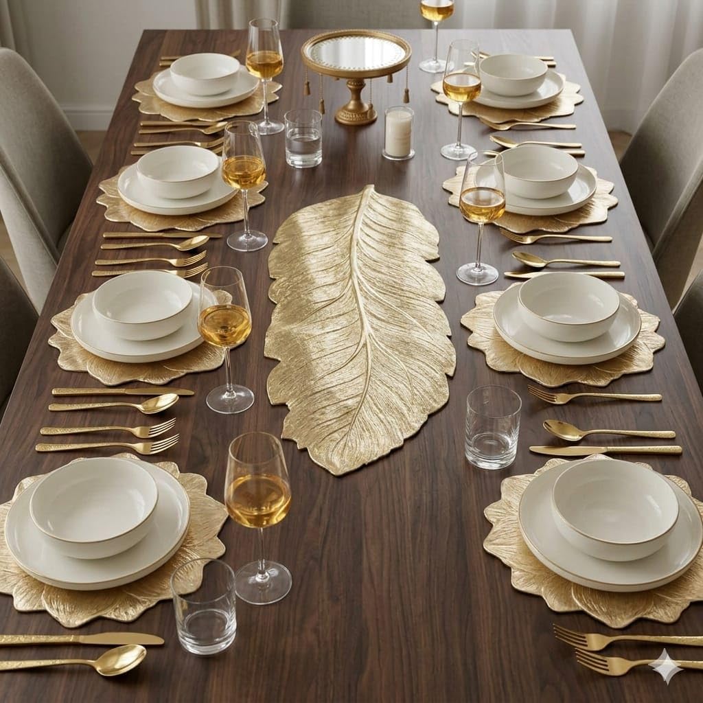 Sunflower Table Mats & Gold Runner Set - Dining Decor -9