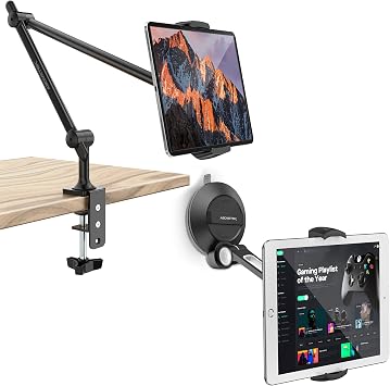 AboveTEK Tablet Stand Holder for Desk & Bed Bundle with iPad Suction Mount, Phone Tablet Stand Holder with Suction Cup Fits 4-11 Tablet/Phone/iPad mini/Air