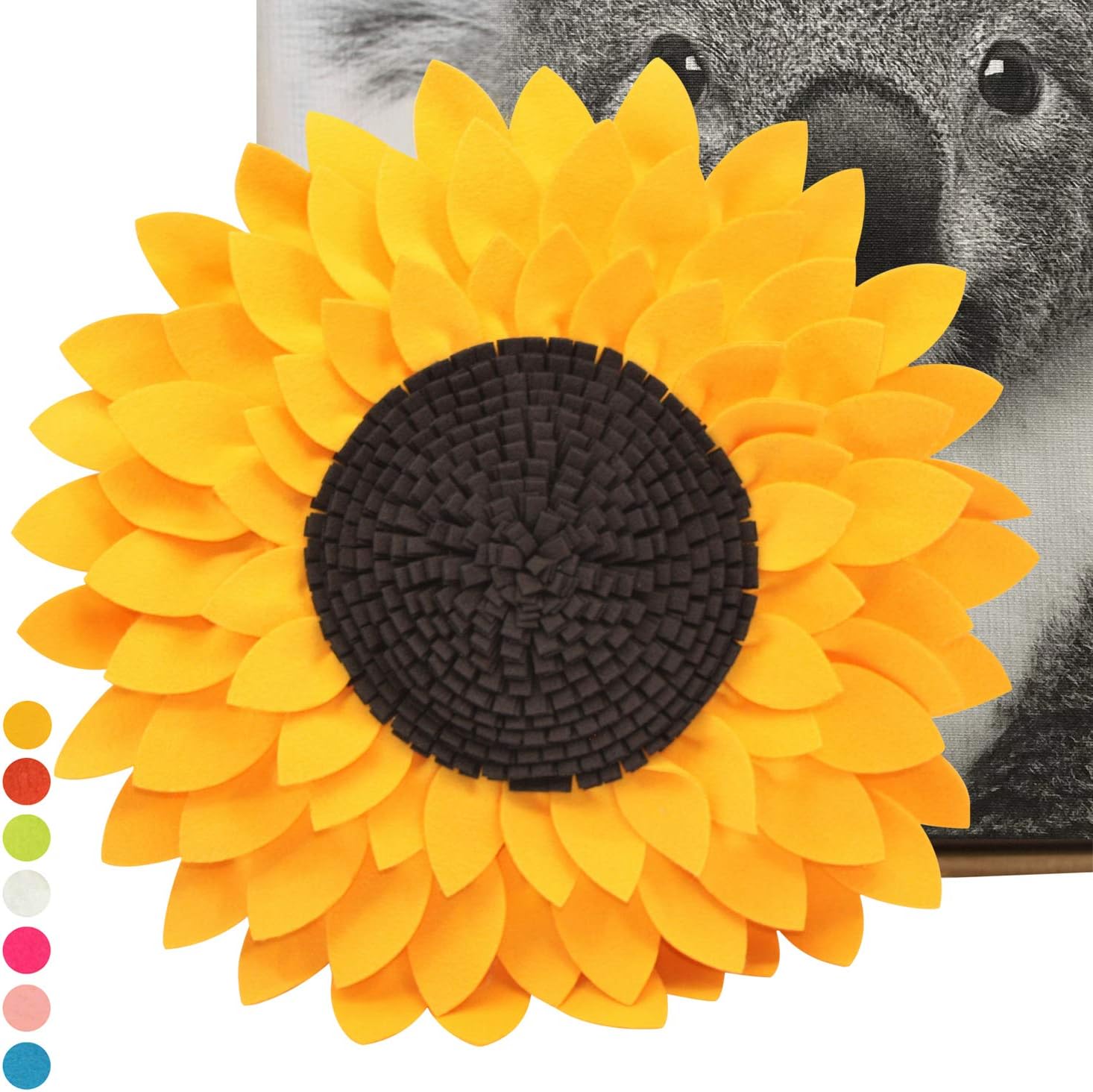 Sunflower Decorative Round Throw Pillow - 3D Flower Daisy Accent - Soft Handmade Flower Shaped Pillow Decor for Home