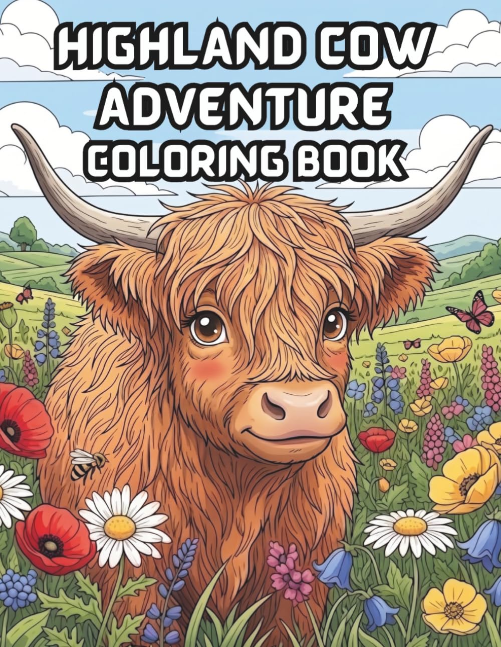 Highland Cow Coloring Book: 50 Beautiful Scottish Cows & Relaxation Pages for Kids and Adults