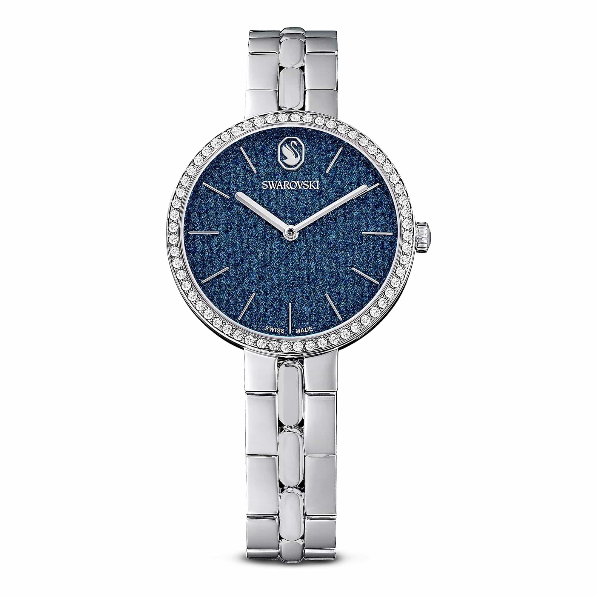Swarovski Cosmopolitan Watch, Swiss Made, Metal Bracelet, Silver-Colored, Blue, Stainless Steel
