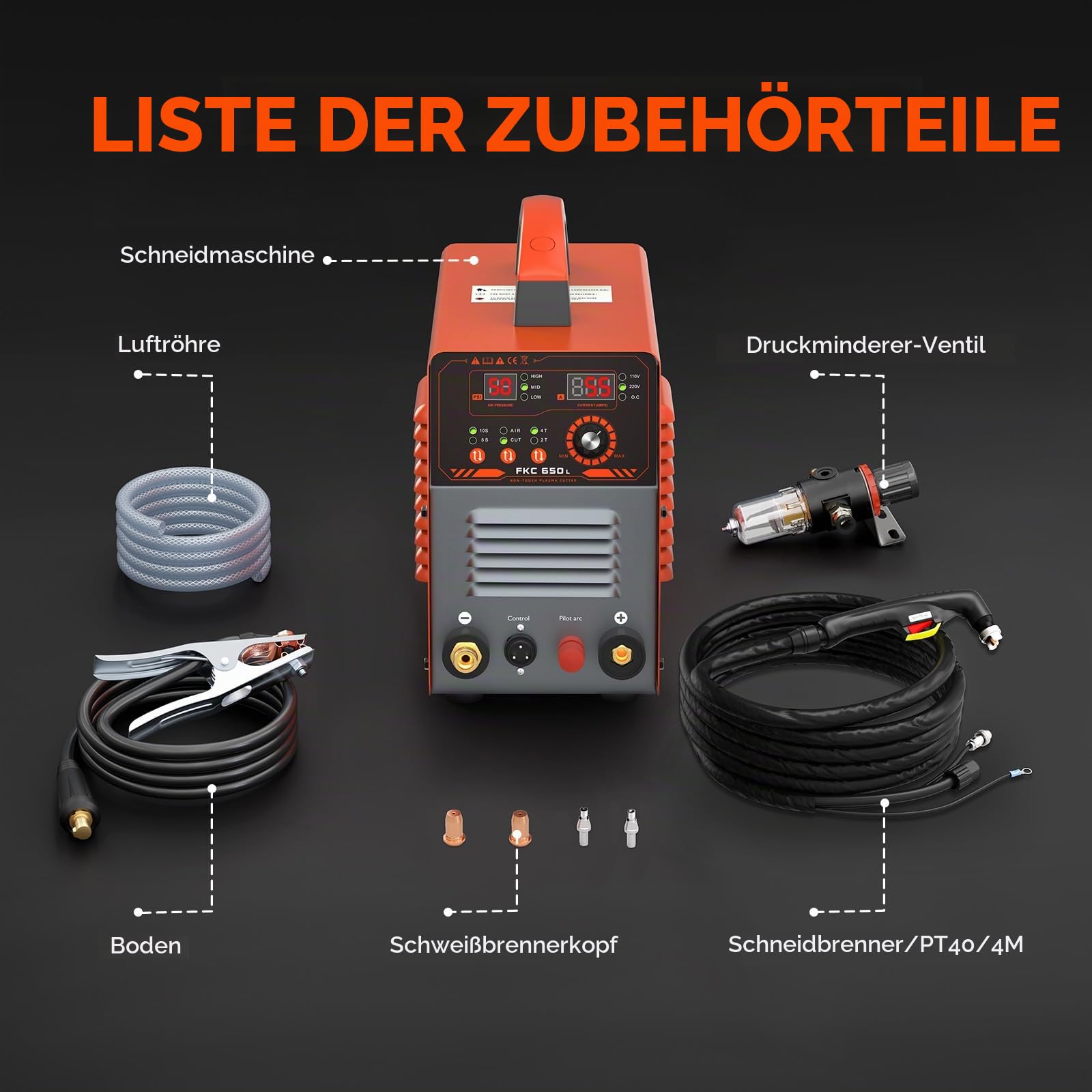 FEIFANKE 230V 75A Plasmaschneider IGBT 25MM Max Berührungslose Hochfrequenzzündung 2T/4T Betrieb für Stahl Edelstahl Kupfer Aluminium