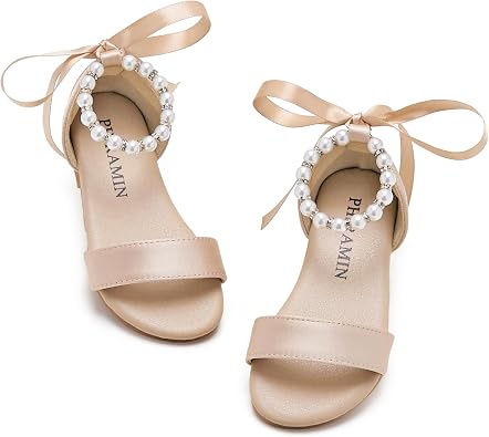 PHIRAMIN Toddler Girl Sandals - Flower Girl Dress Shoes Open Toe Little Kid Wedding Party