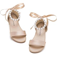 PHIRAMIN Toddler Girls Open Toe Sandals - Flower Girls Dress Shoes Little Kid Wedding Party