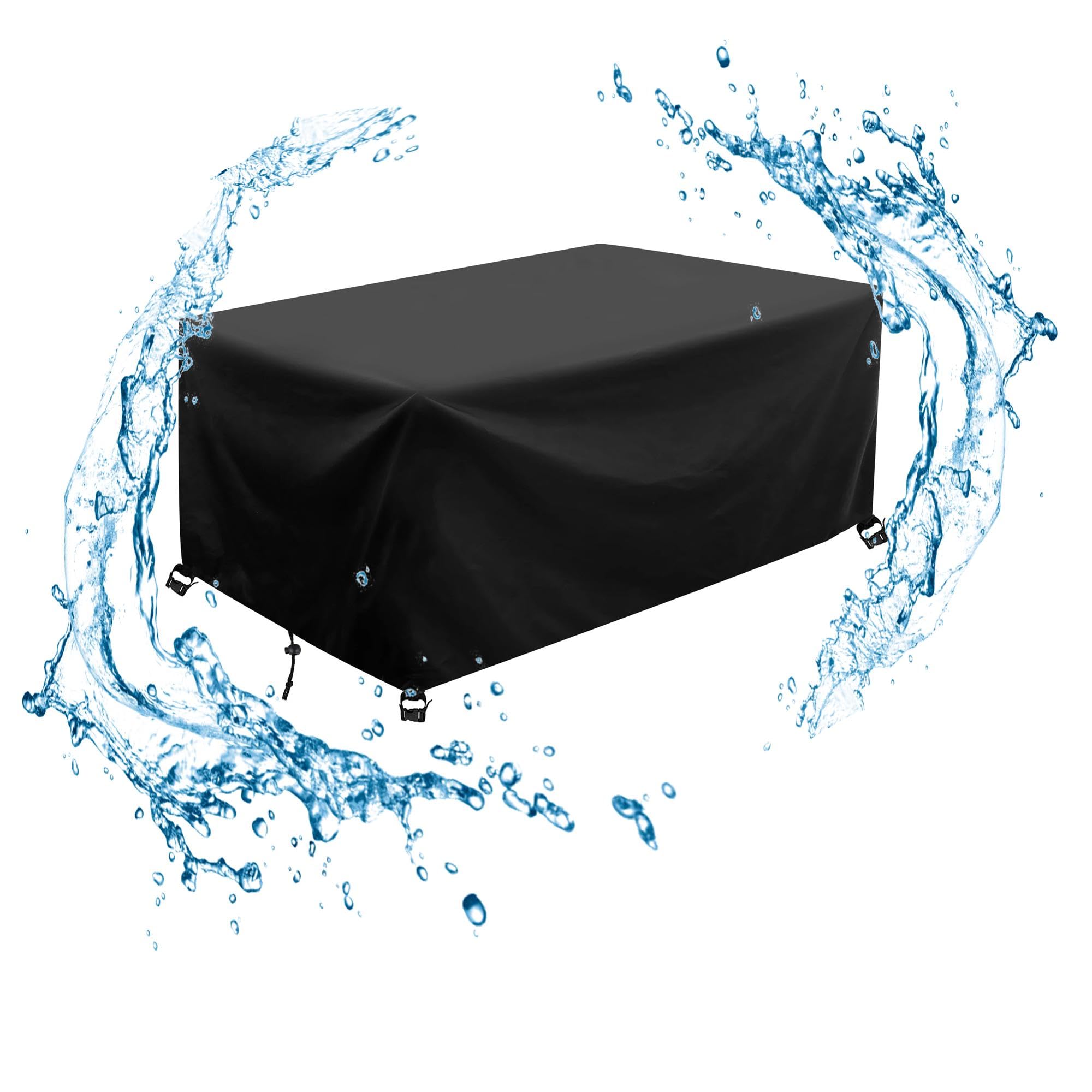 AJALGZ Garden Furniture Cover Waterproof 220x140x105cm/LxWxH Heavy Duty 420D Oxford Anti-UV Tear-Resistant Outdoor Rattan Sofa Cover Protector for Patio Furniture Chair Table Set Cover-Black