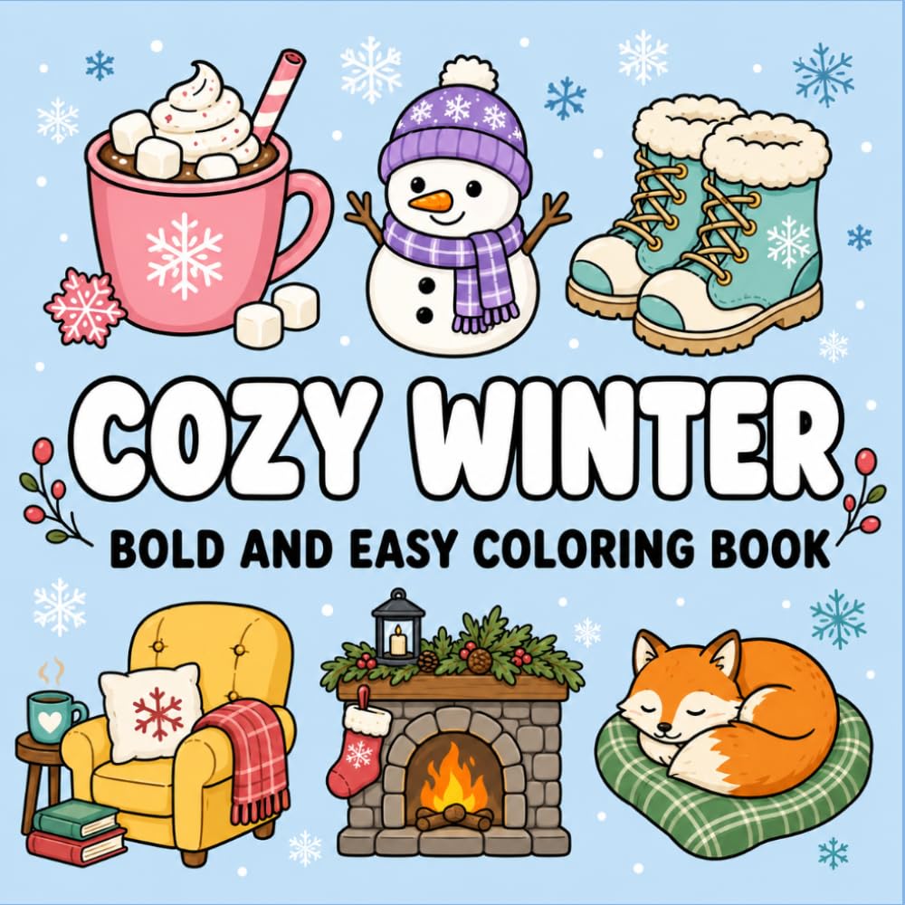 Cozy Winter Bold and Easy Coloring Book: Cute & Simple Winter Designs for Relaxation, Stress Relief, and Cozy Fun (K-Pop Love Coloring Book Series)