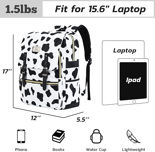 Miniatura 3 de Ronyes Mochila vintage para mujeres y hombres, mochila para laptop de 15.6 pulgadas, mochila casual para trabajo universitario, Blanco, Mochilas