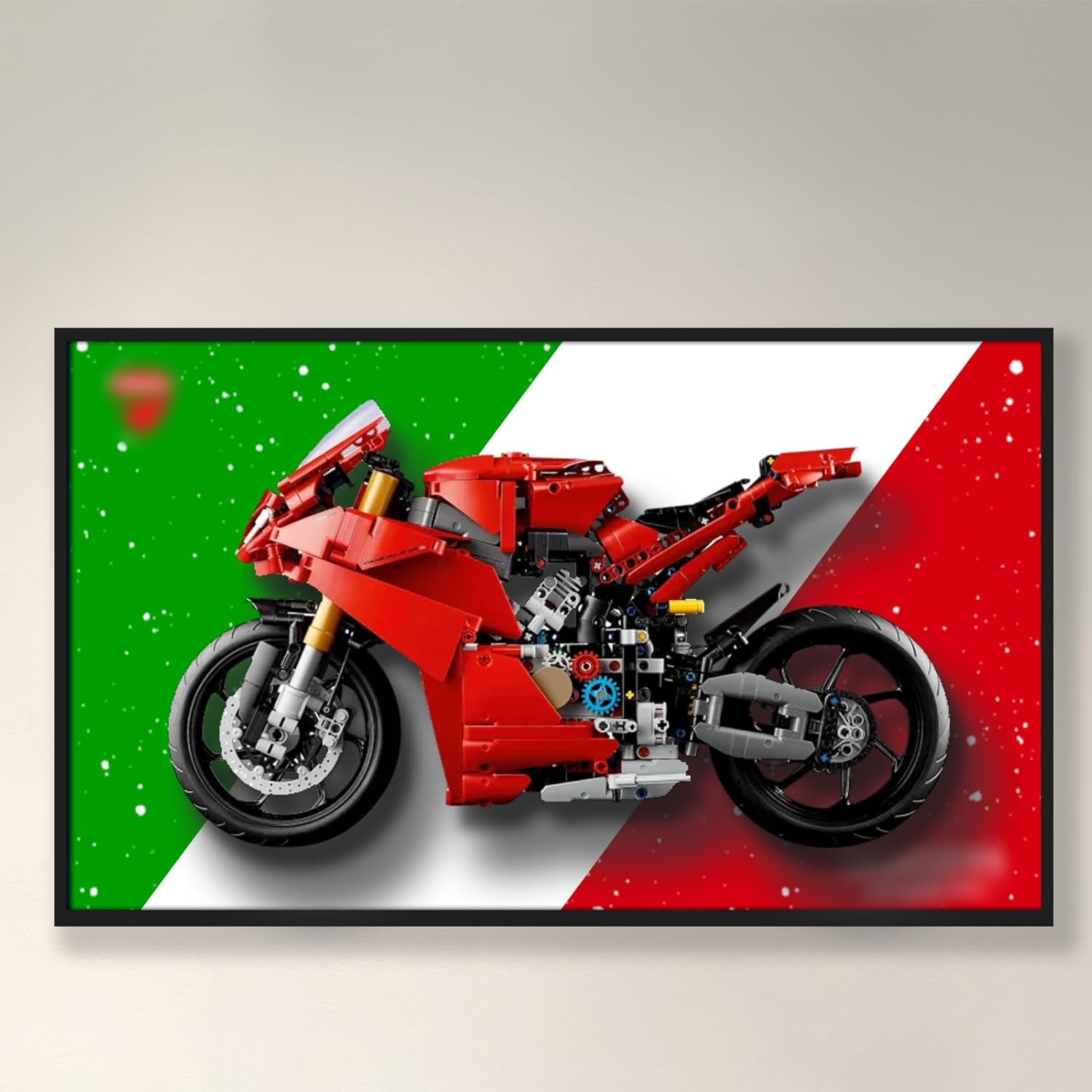 WETCEAOM Display Wallboard for Lego Technic Ducati Panigale V4 S Motorcycle 42202, Compatible with Lego Car Display Frame, Gift Ideas for Lego Car Wall Mount Display Lovers,(No Model) (Green)