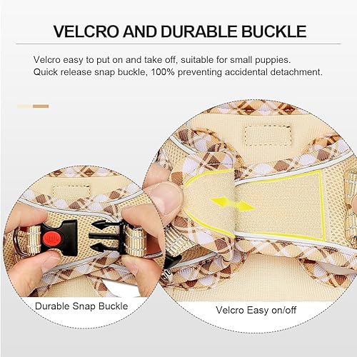 Miniatura 4 de Juego de arnés y correa de malla suave para perro, sin ascenso, reflectante, transpirable, ligero, fácil de caminar, a prueba de escapes, arnés con